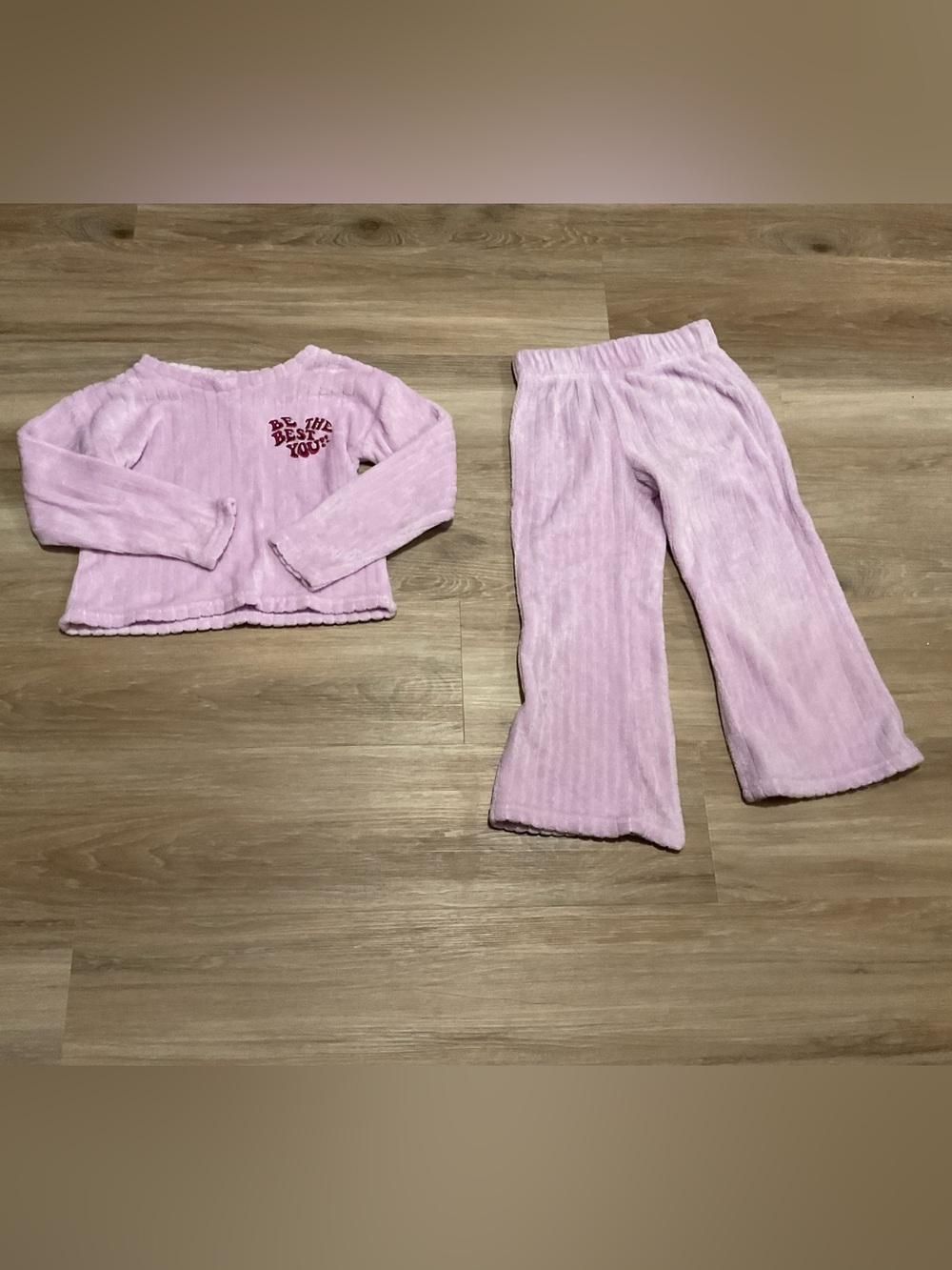 Cuddl Duds Girls Pink Plush Two-Piece Pajama Set